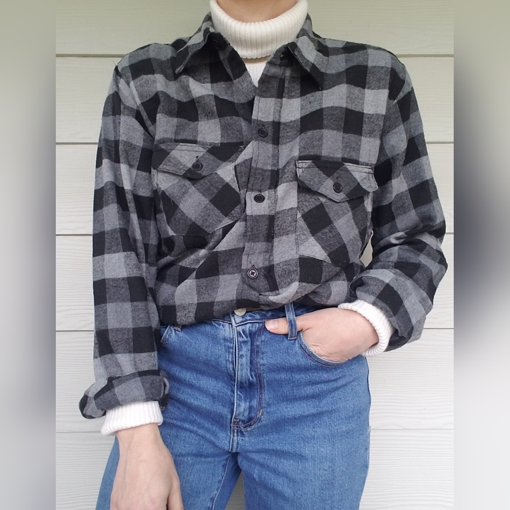 Vintage Buffalo Plaid Unisex Button Up Sz Med. Lumberjack Classic